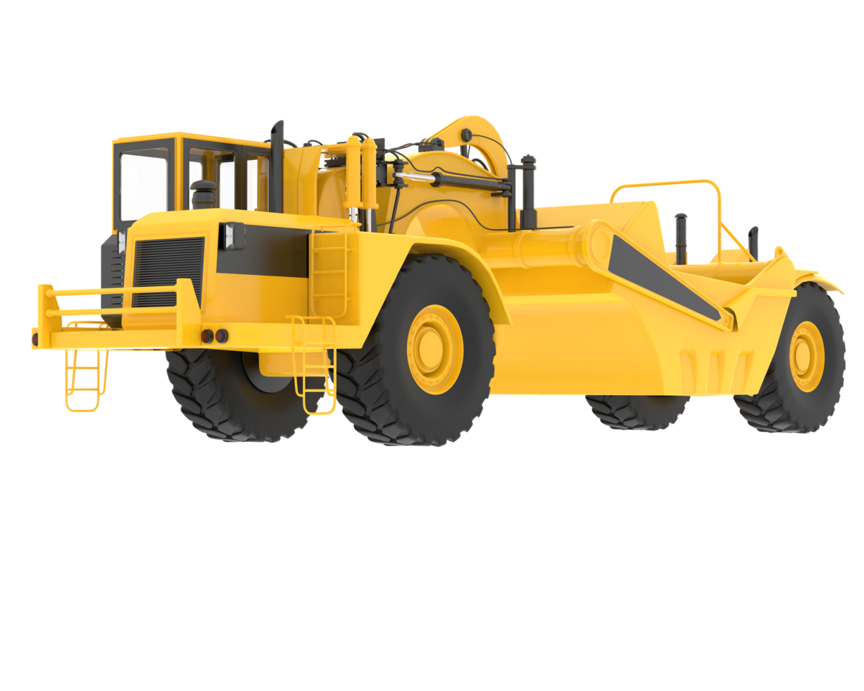 Wheel tractor scraper isolated on background. 3d rendering - illustration png
