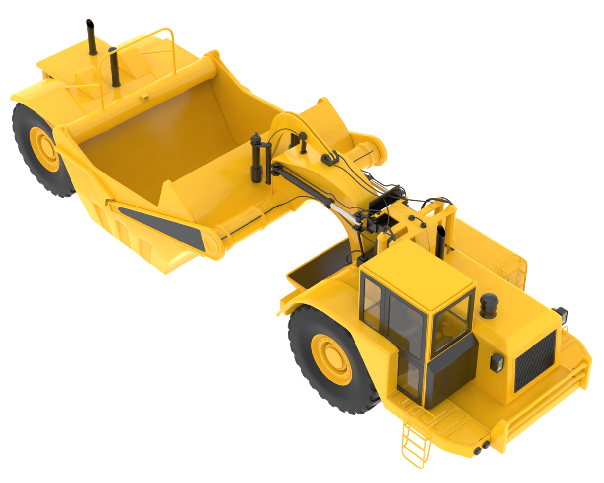 Wheel tractor scraper isolated on background. 3d rendering - illustration png