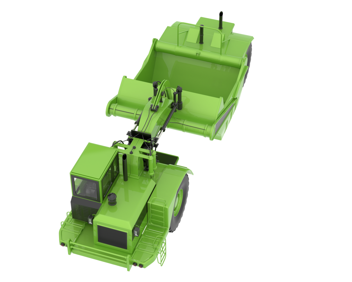 Wheel tractor scraper isolated on background. 3d rendering - illustration png