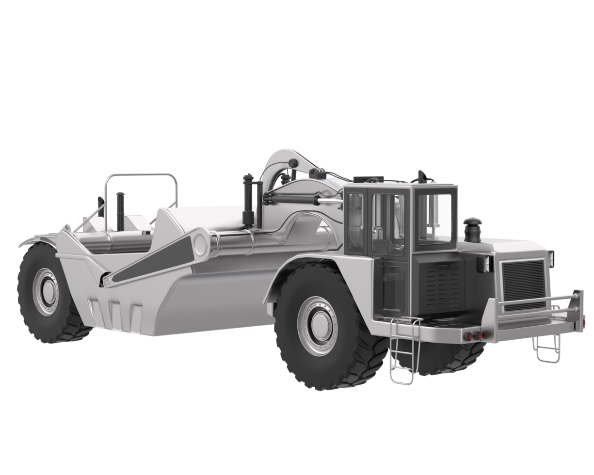 Wheel tractor scraper isolated on background. 3d rendering - illustration png