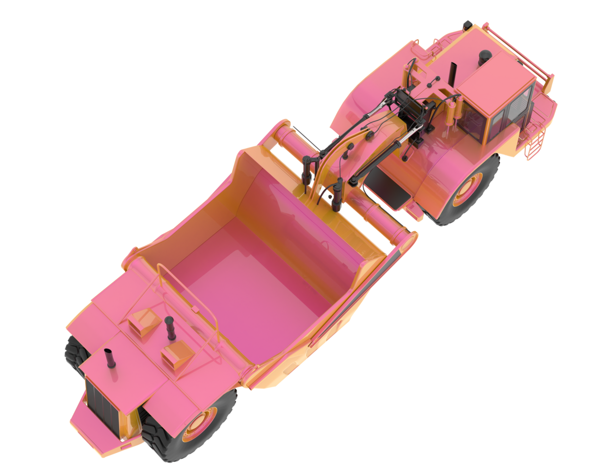 Wheel tractor scraper isolated on background. 3d rendering - illustration png