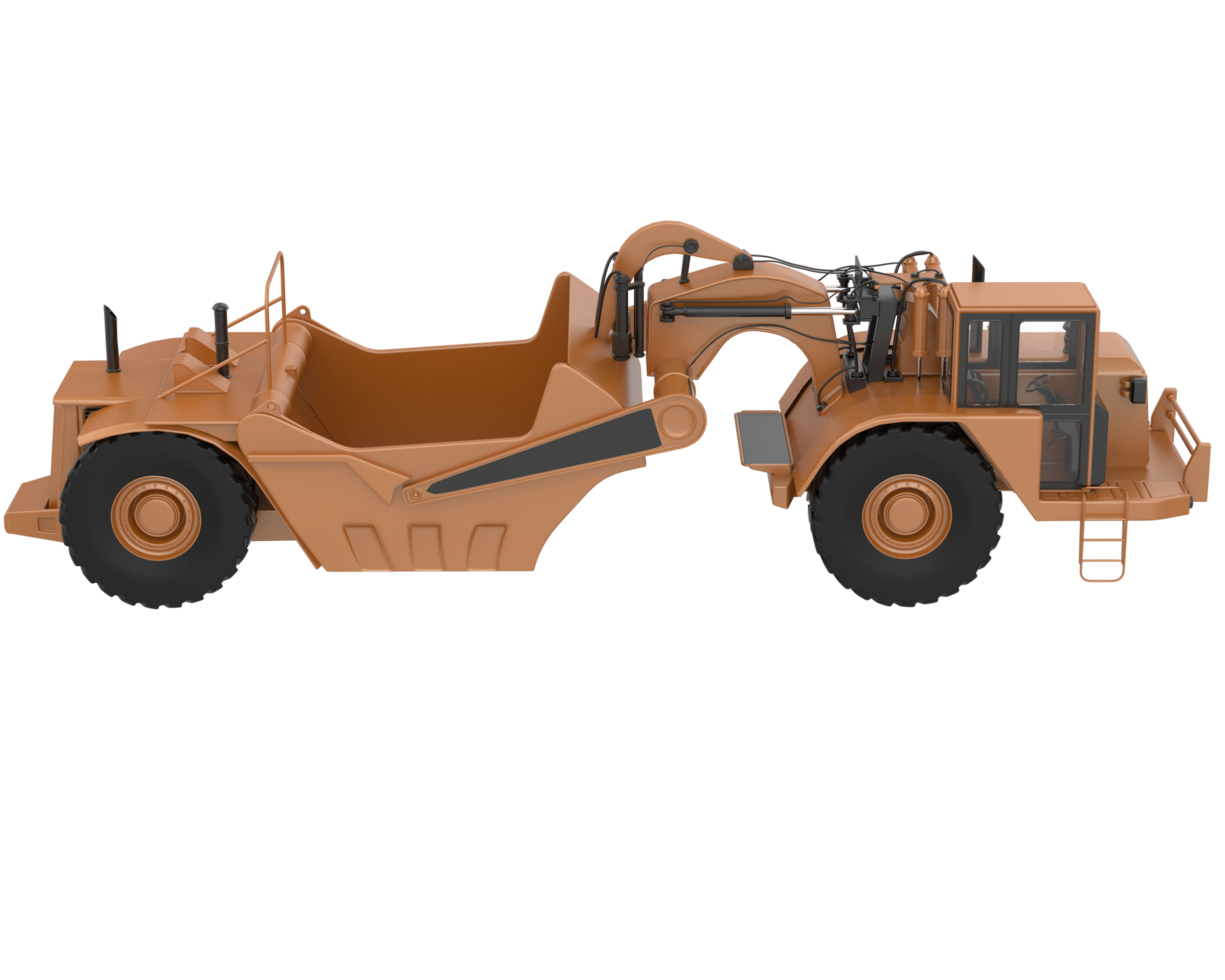 Wheel tractor scraper isolated on background. 3d rendering - illustration png