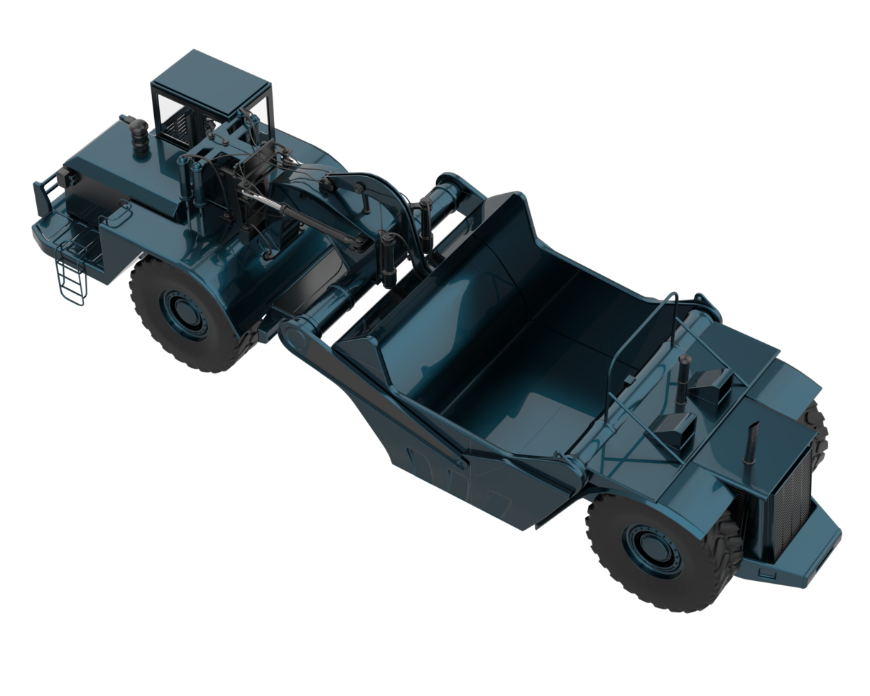 Wheel tractor scraper isolated on background. 3d rendering - illustration png