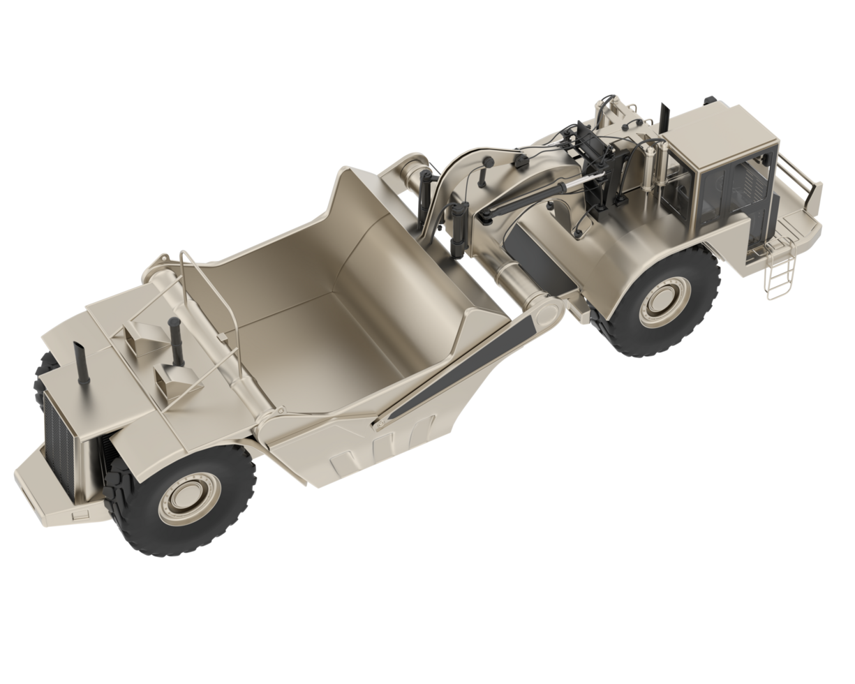 Wheel tractor scraper isolated on background. 3d rendering - illustration png