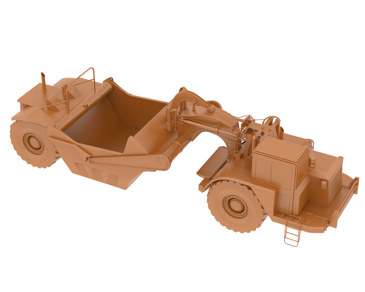 Wheel tractor scraper isolated on background. 3d rendering - illustration png