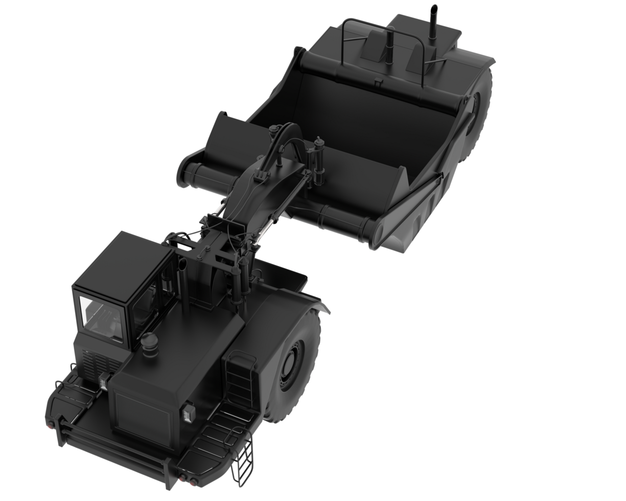 Wheel tractor scraper isolated on background. 3d rendering - illustration png