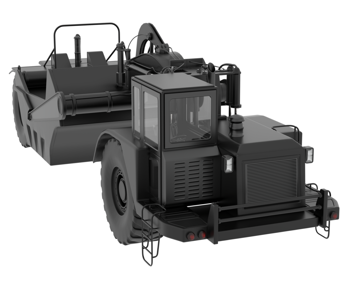 Wheel tractor scraper isolated on background. 3d rendering - illustration png