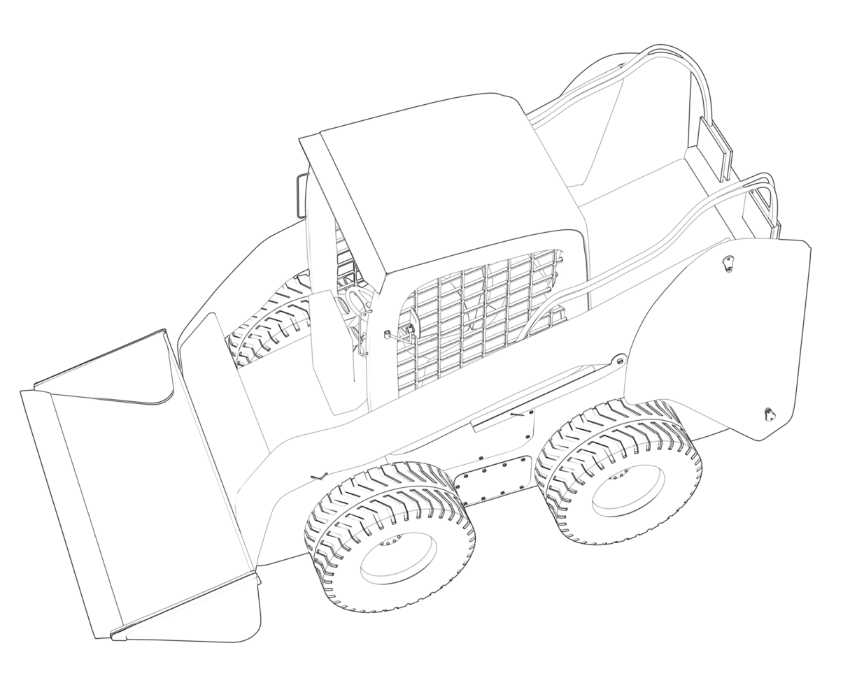 Skid steer loader isolated on background. 3d rendering - illustration png