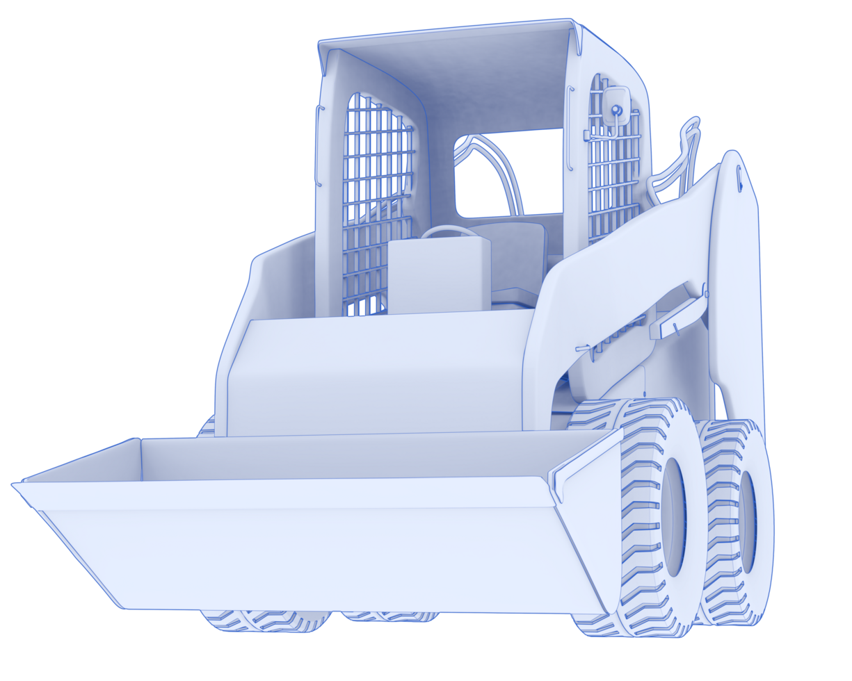 Skid steer loader isolated on background. 3d rendering - illustration png