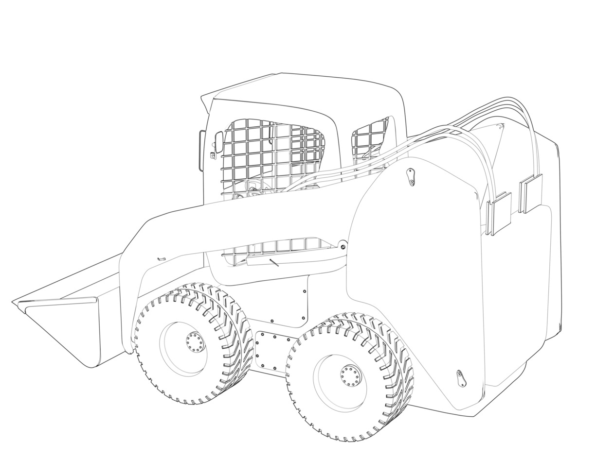 Skid steer loader isolated on background. 3d rendering - illustration png