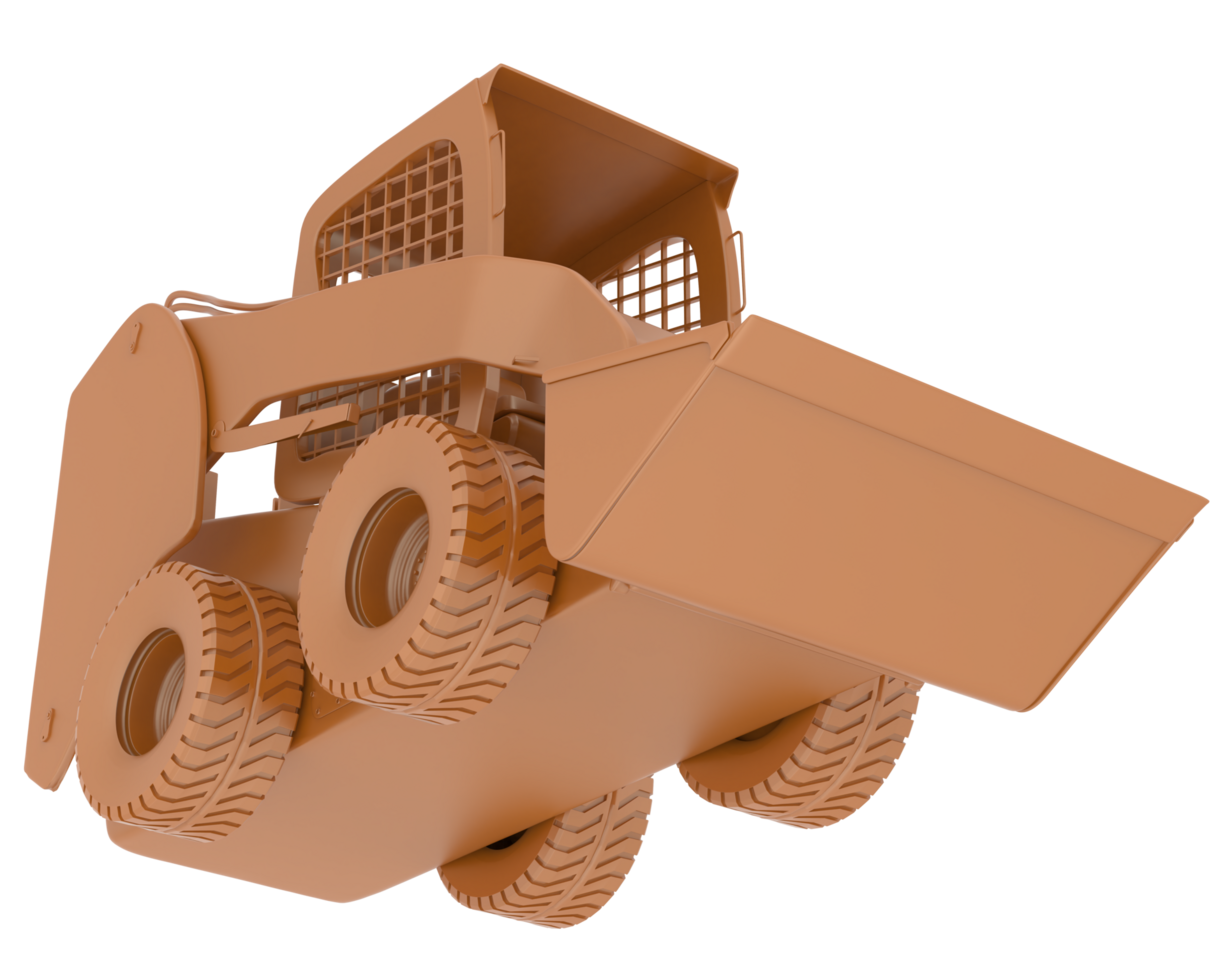 Skid steer loader isolated on background. 3d rendering - illustration png