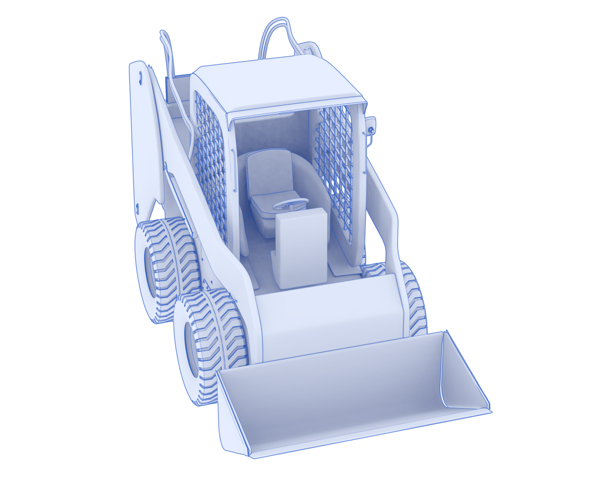 Skid steer loader isolated on background. 3d rendering - illustration png