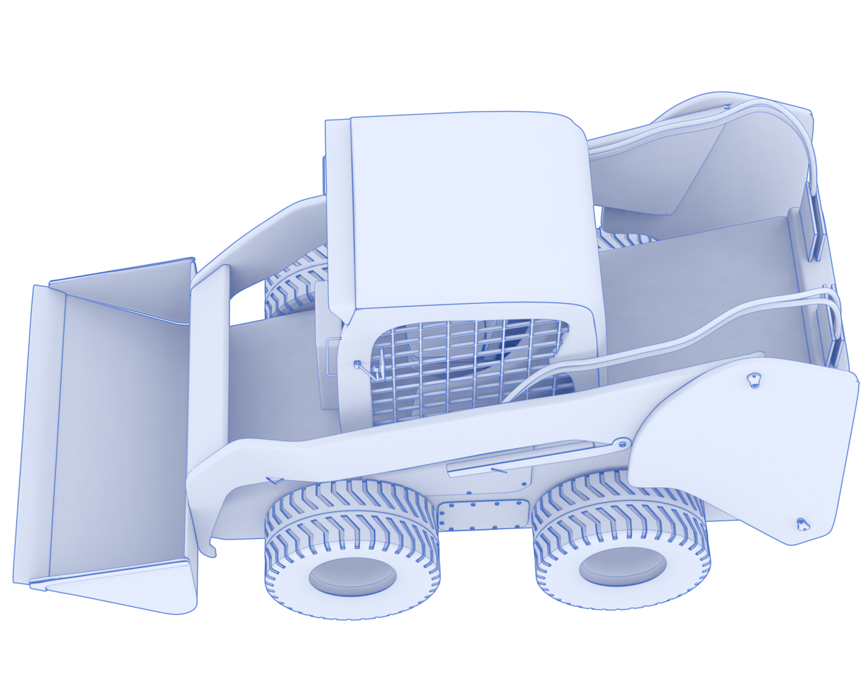 Skid steer loader isolated on background. 3d rendering - illustration png