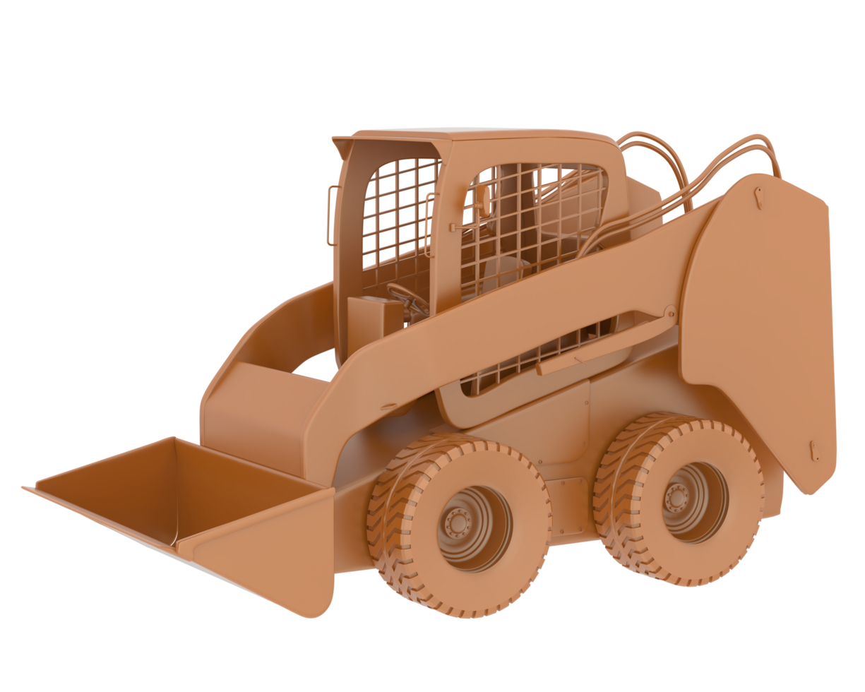 Skid steer loader isolated on background. 3d rendering - illustration png