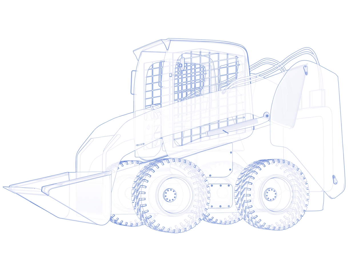 Skid steer loader isolated on background. 3d rendering - illustration png