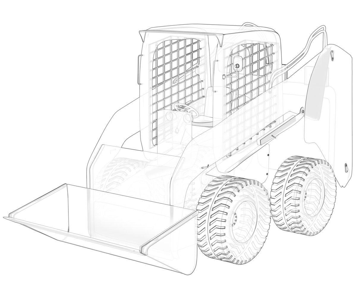 Skid steer loader isolated on background. 3d rendering - illustration png