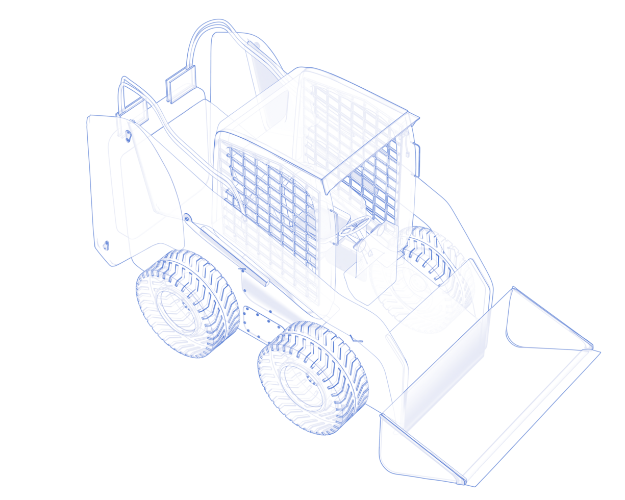 Skid steer loader isolated on background. 3d rendering - illustration png