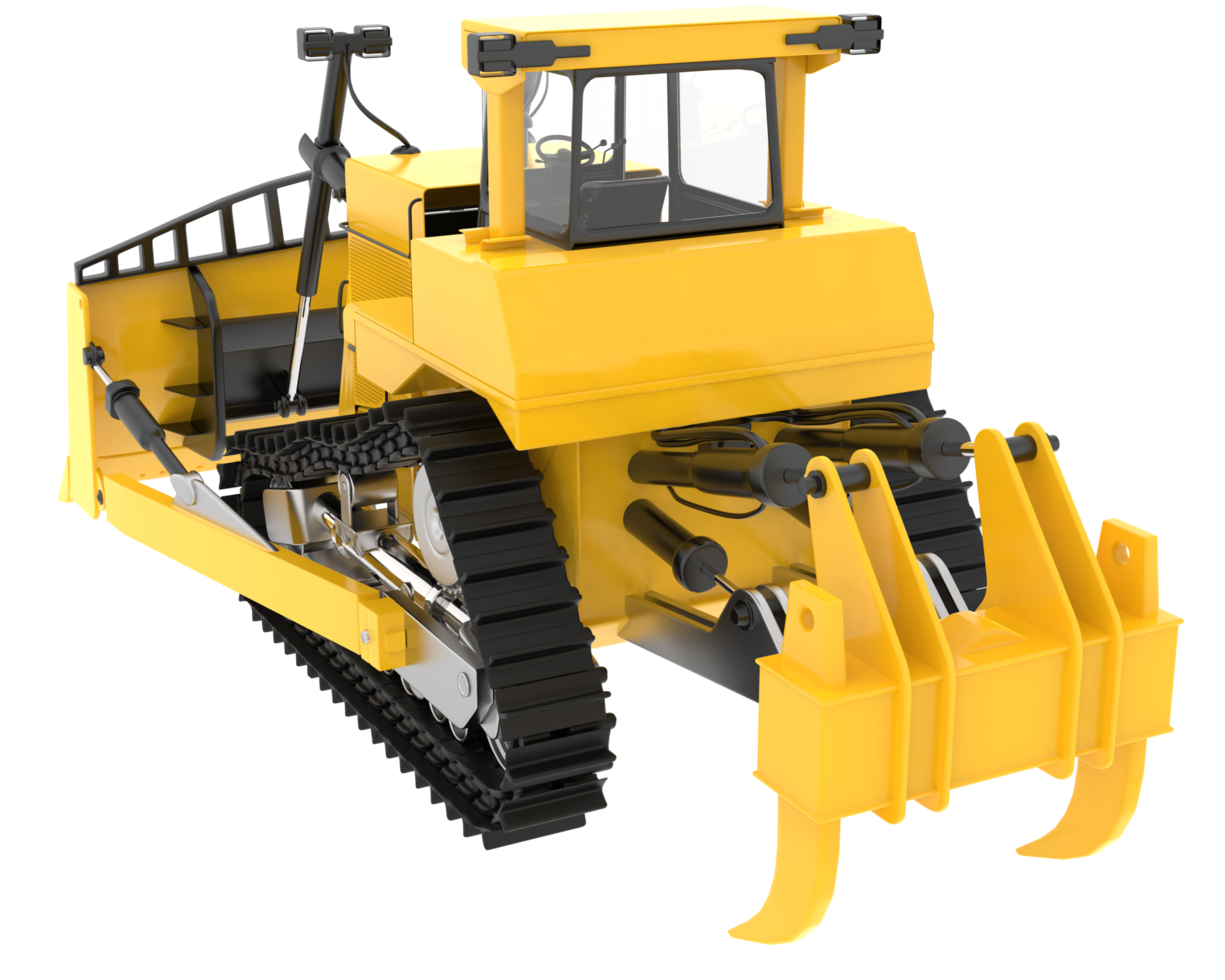 Bulldozer isolated on background. 3d rendering - illustration png