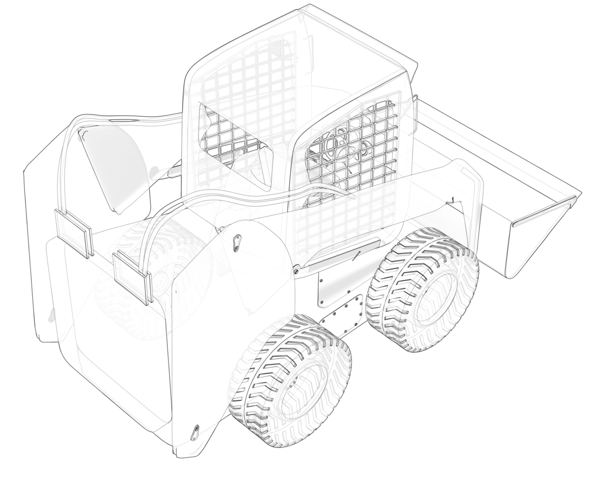 Skid steer loader isolated on background. 3d rendering - illustration png
