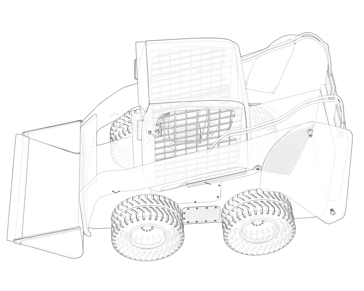 Skid steer loader isolated on background. 3d rendering - illustration png