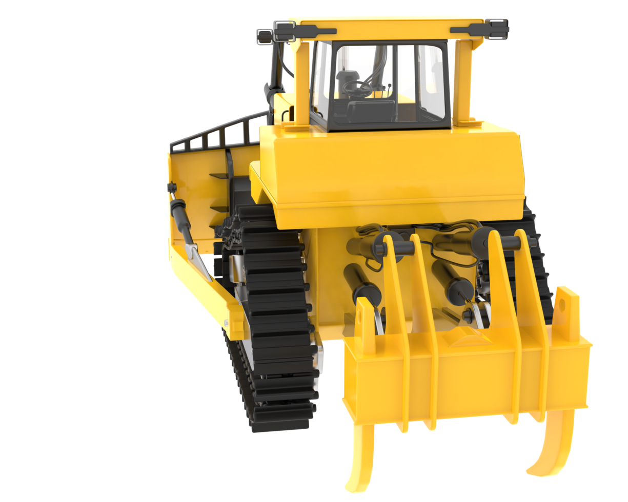 Bulldozer isolated on background. 3d rendering - illustration png