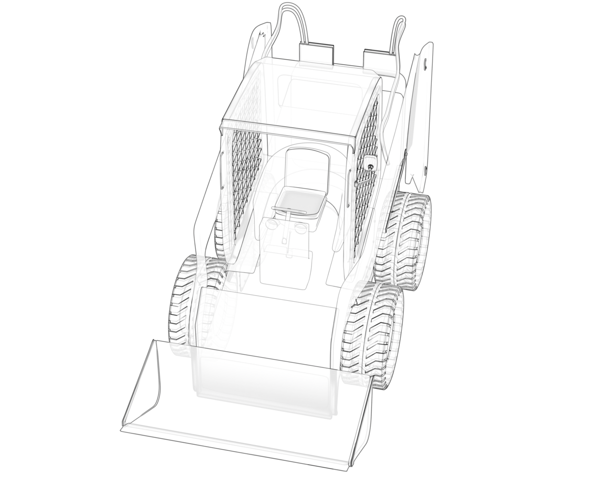 Skid steer loader isolated on background. 3d rendering - illustration png