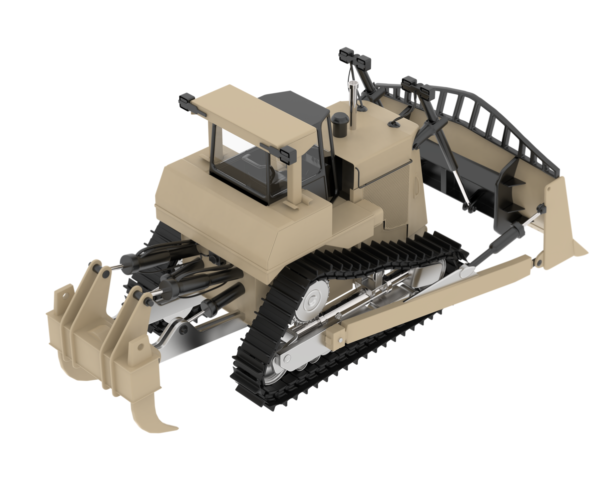 Bulldozer isolated on background. 3d rendering - illustration png