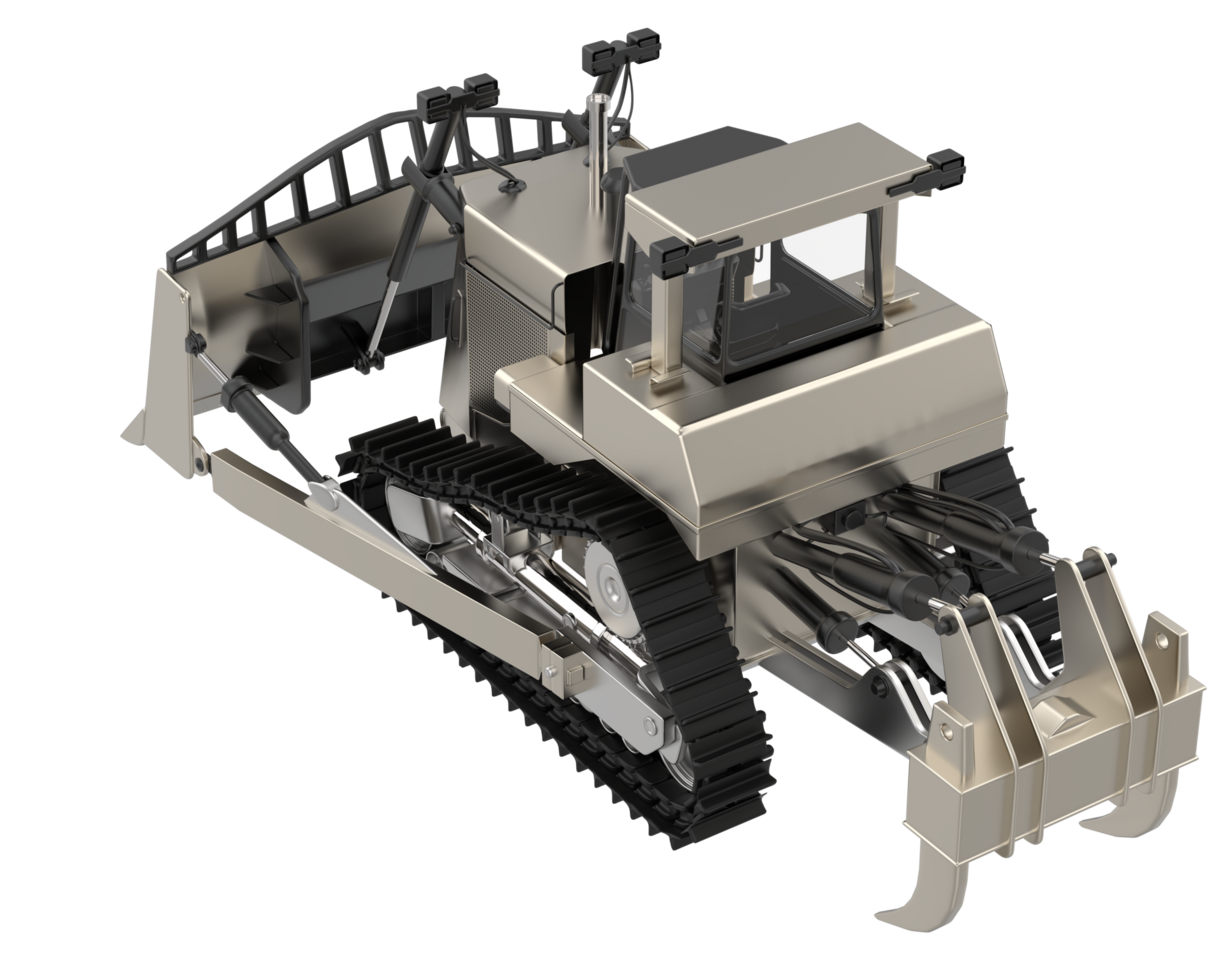 Bulldozer isolated on background. 3d rendering - illustration png