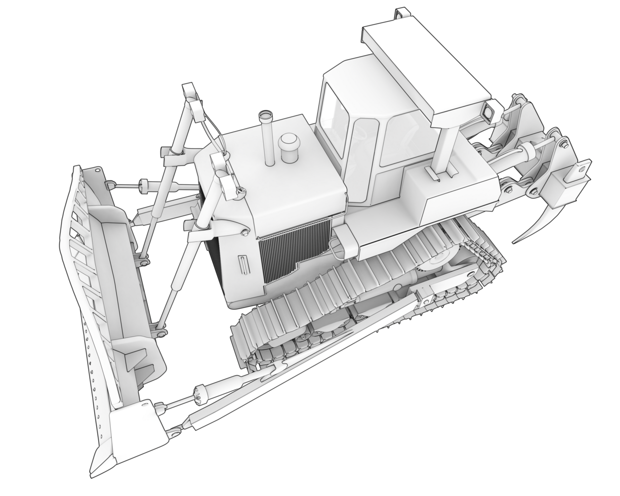Bulldozer isolated on background. 3d rendering - illustration png