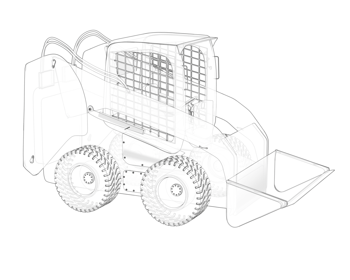 Skid steer loader isolated on background. 3d rendering - illustration png