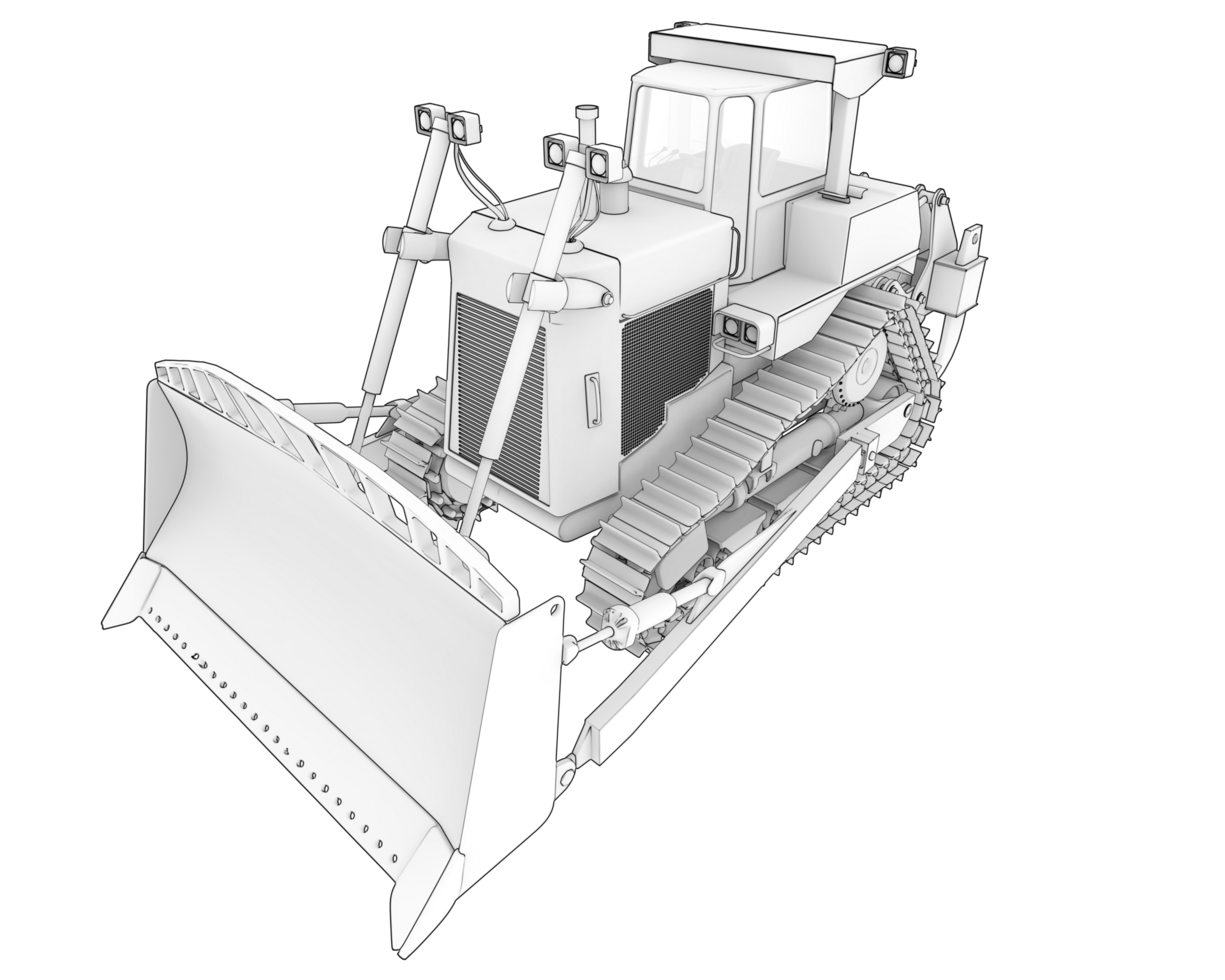Bulldozer isolated on background. 3d rendering - illustration png