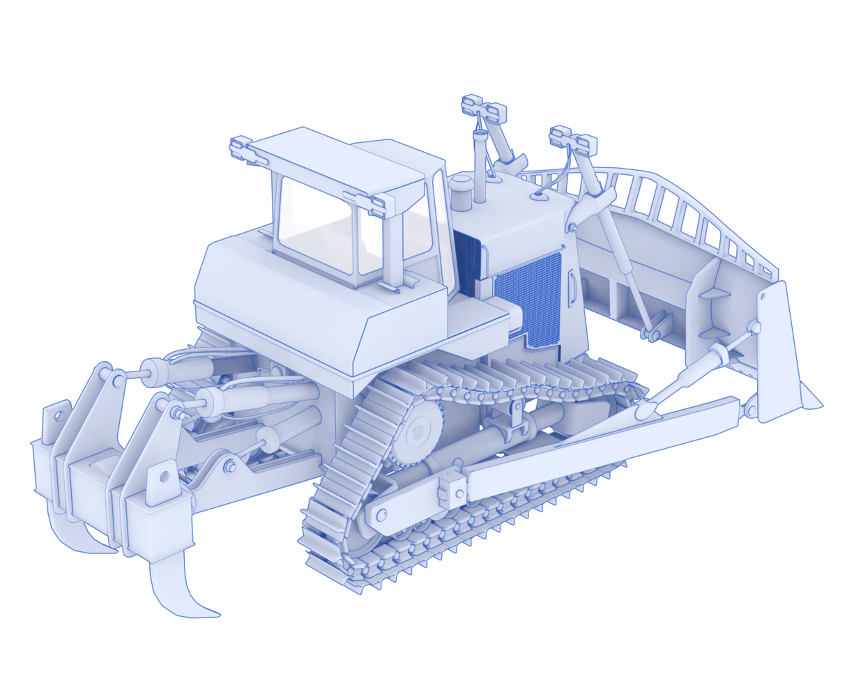 Bulldozer isolated on background. 3d rendering - illustration png