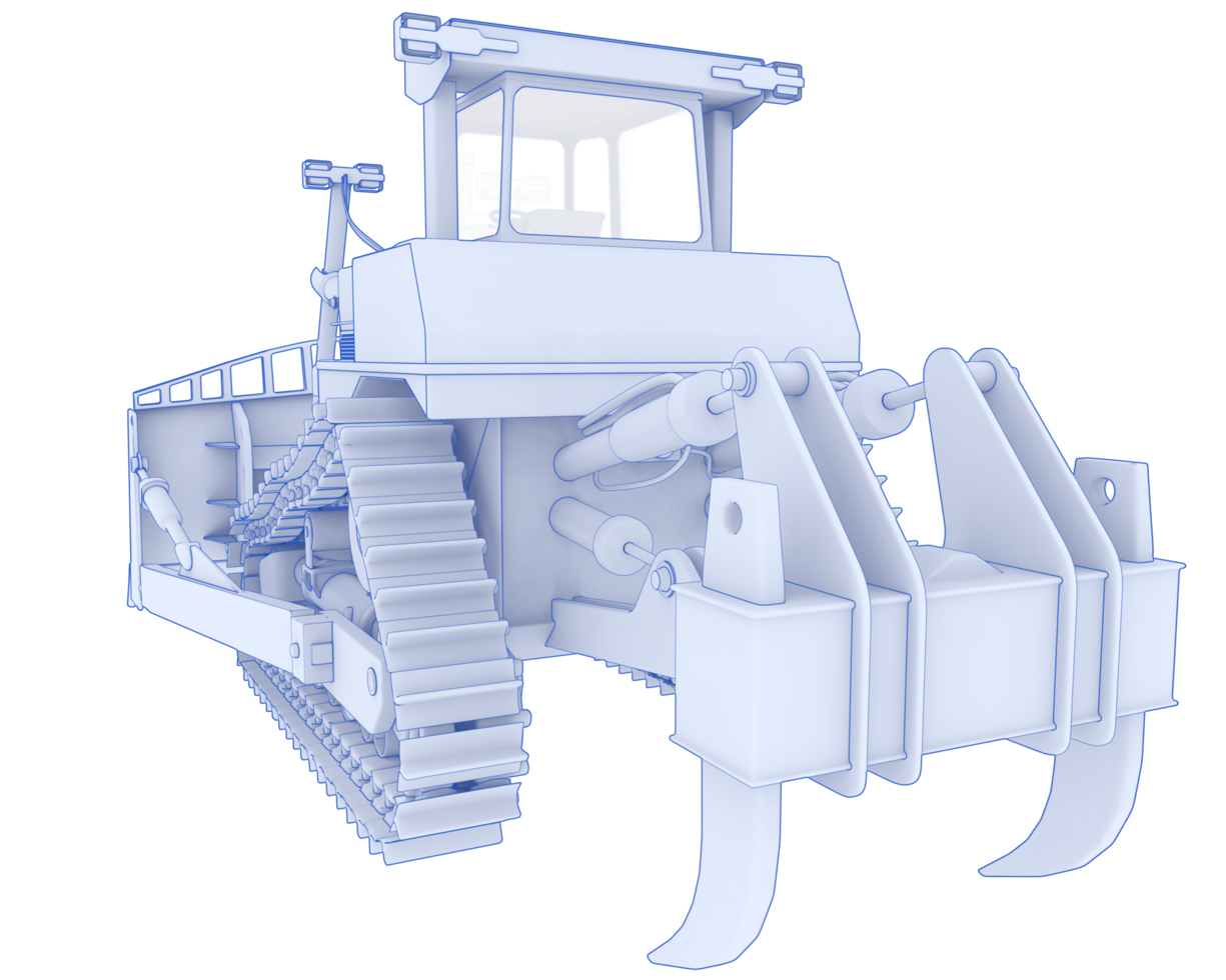 Bulldozer isolated on background. 3d rendering - illustration png