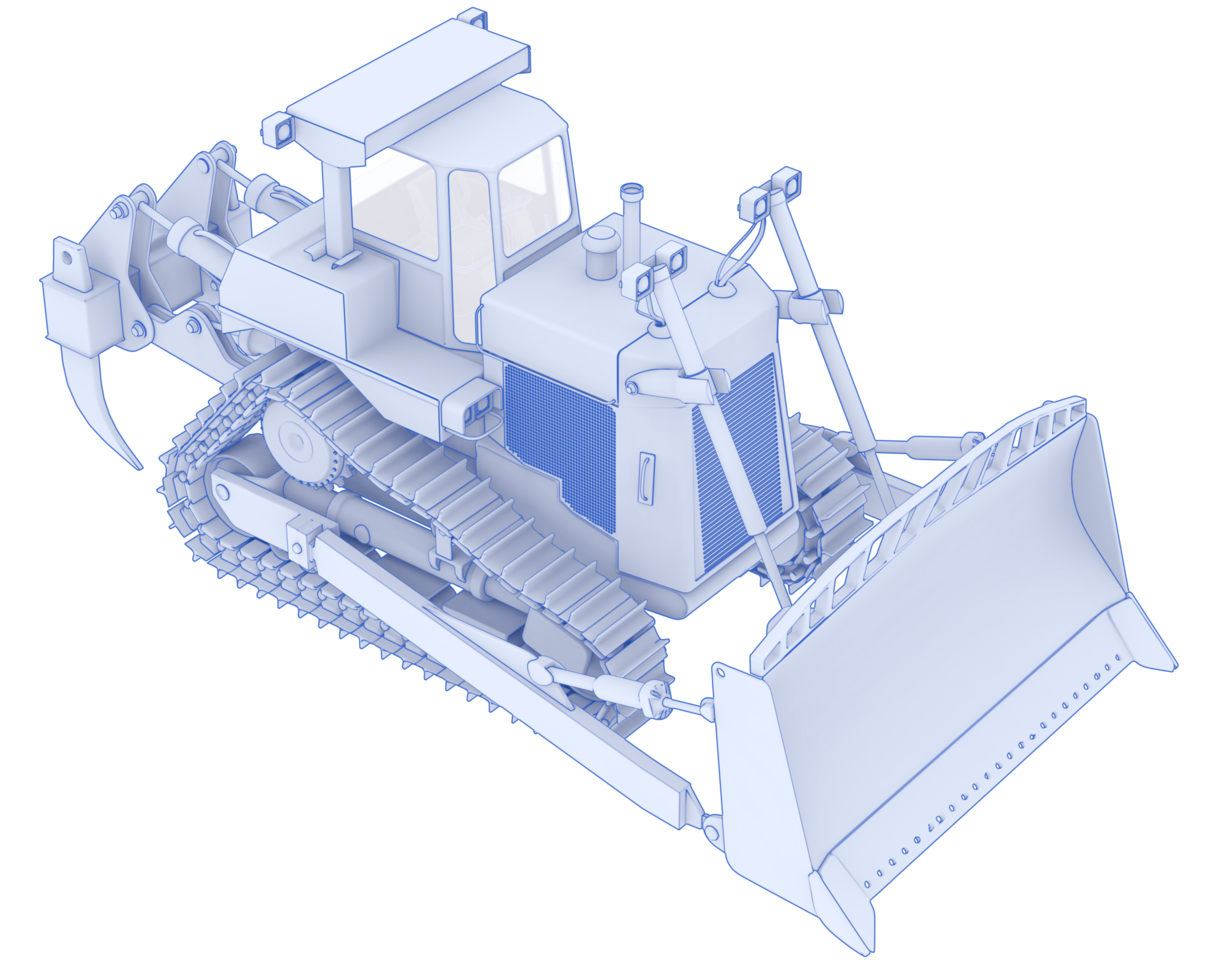 Bulldozer isolated on background. 3d rendering - illustration png