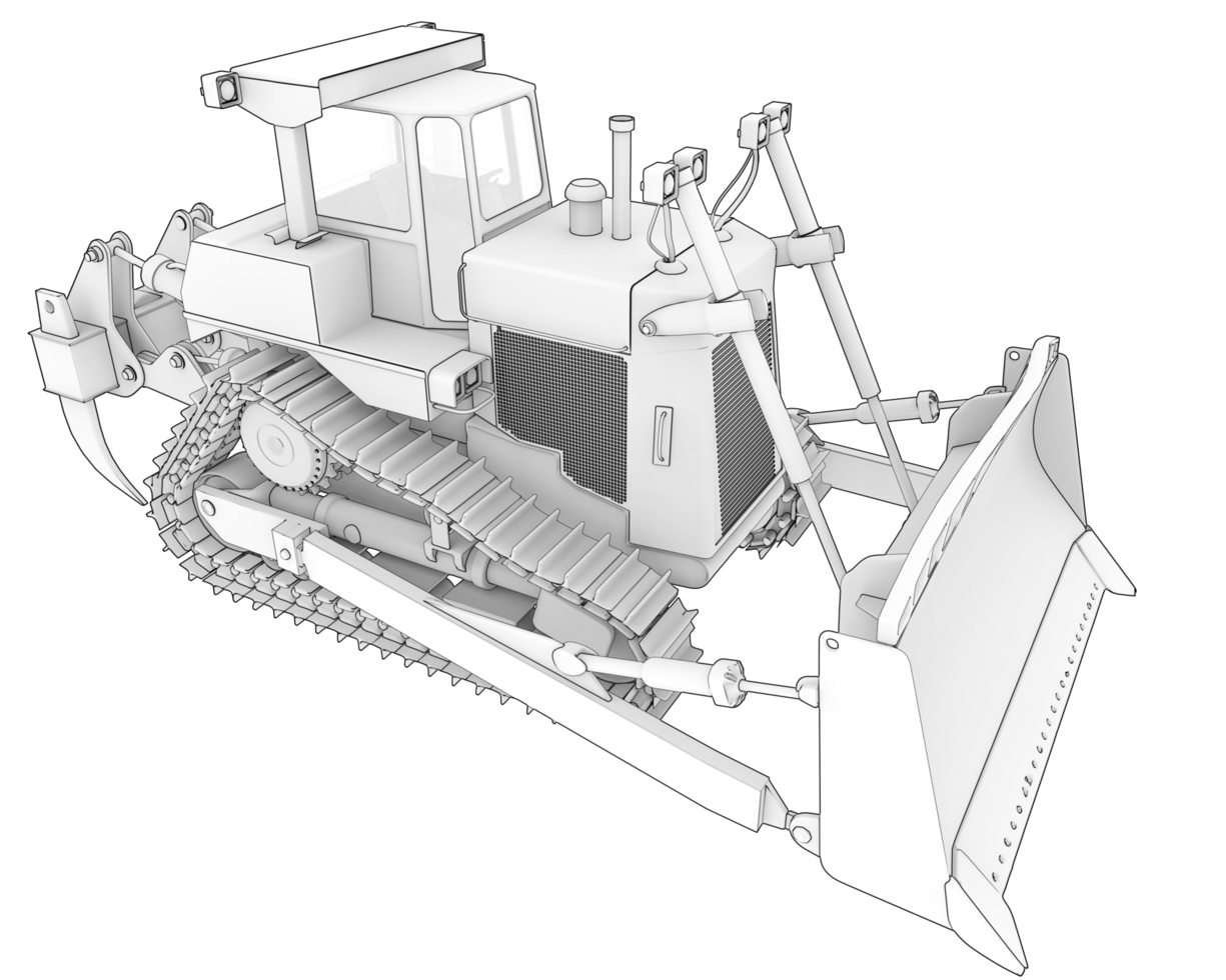 Bulldozer isolated on background. 3d rendering - illustration png