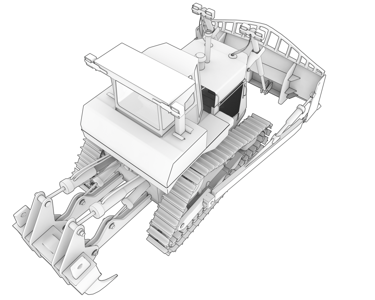Bulldozer isolated on background. 3d rendering - illustration png