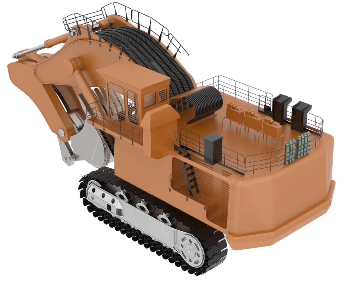 Excavator isolated on background. 3d rendering - illustration png