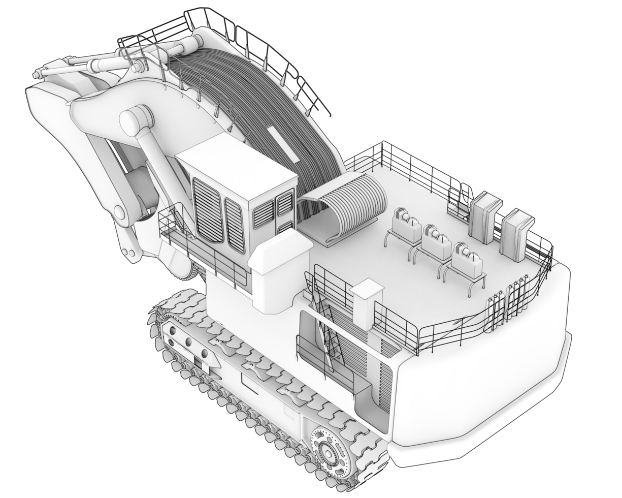 Excavator isolated on background. 3d rendering - illustration png