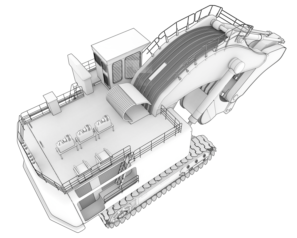 Excavator isolated on background. 3d rendering - illustration png