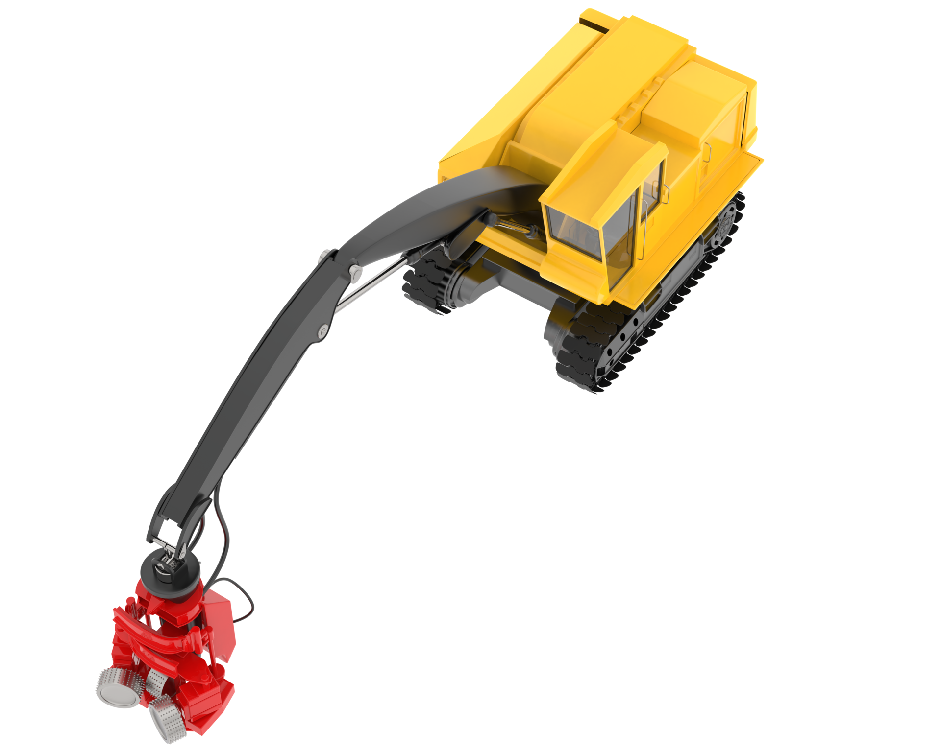 Tree cutting machine isolated on background. 3d rendering