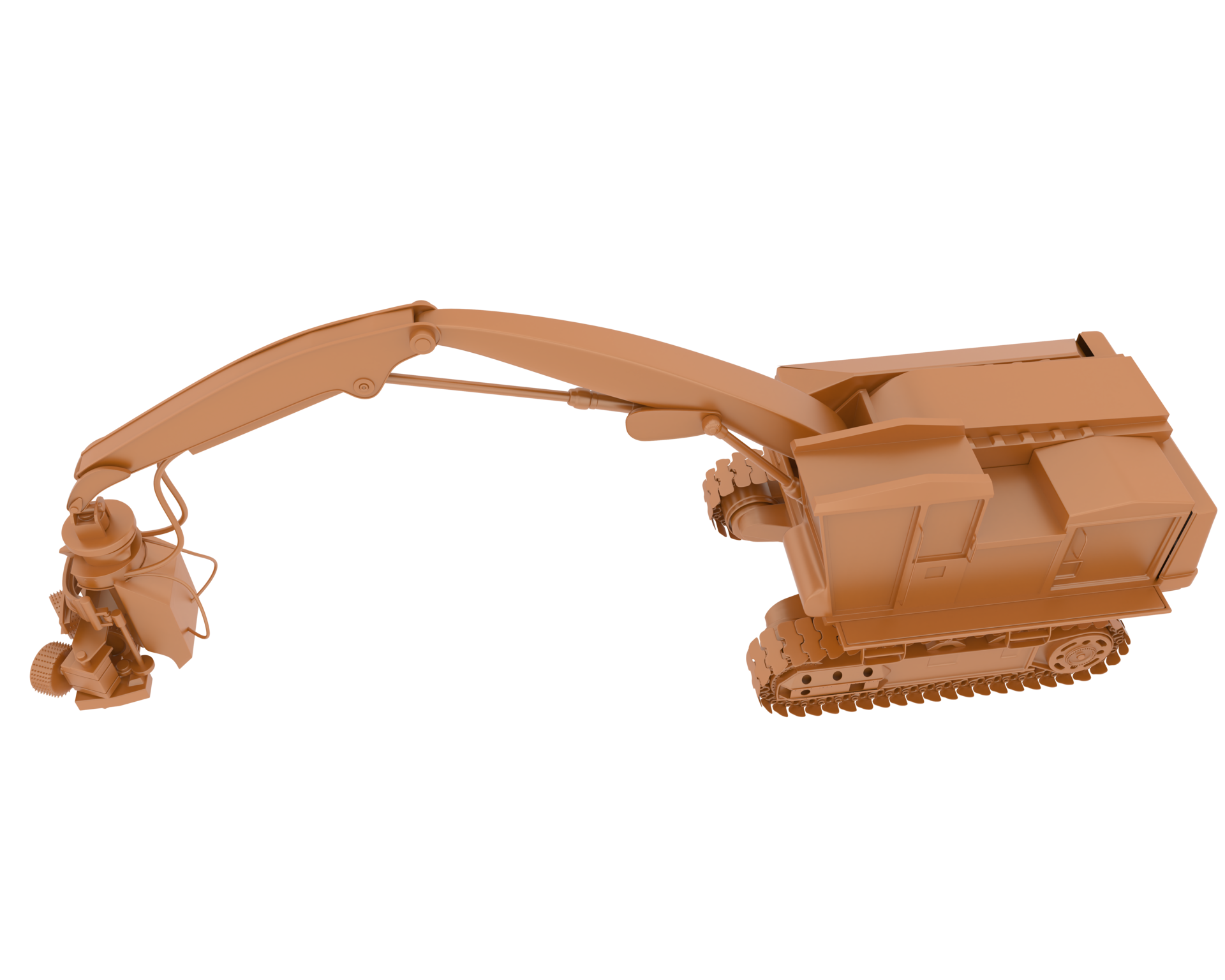 Tree cutting machine isolated on background. 3d rendering