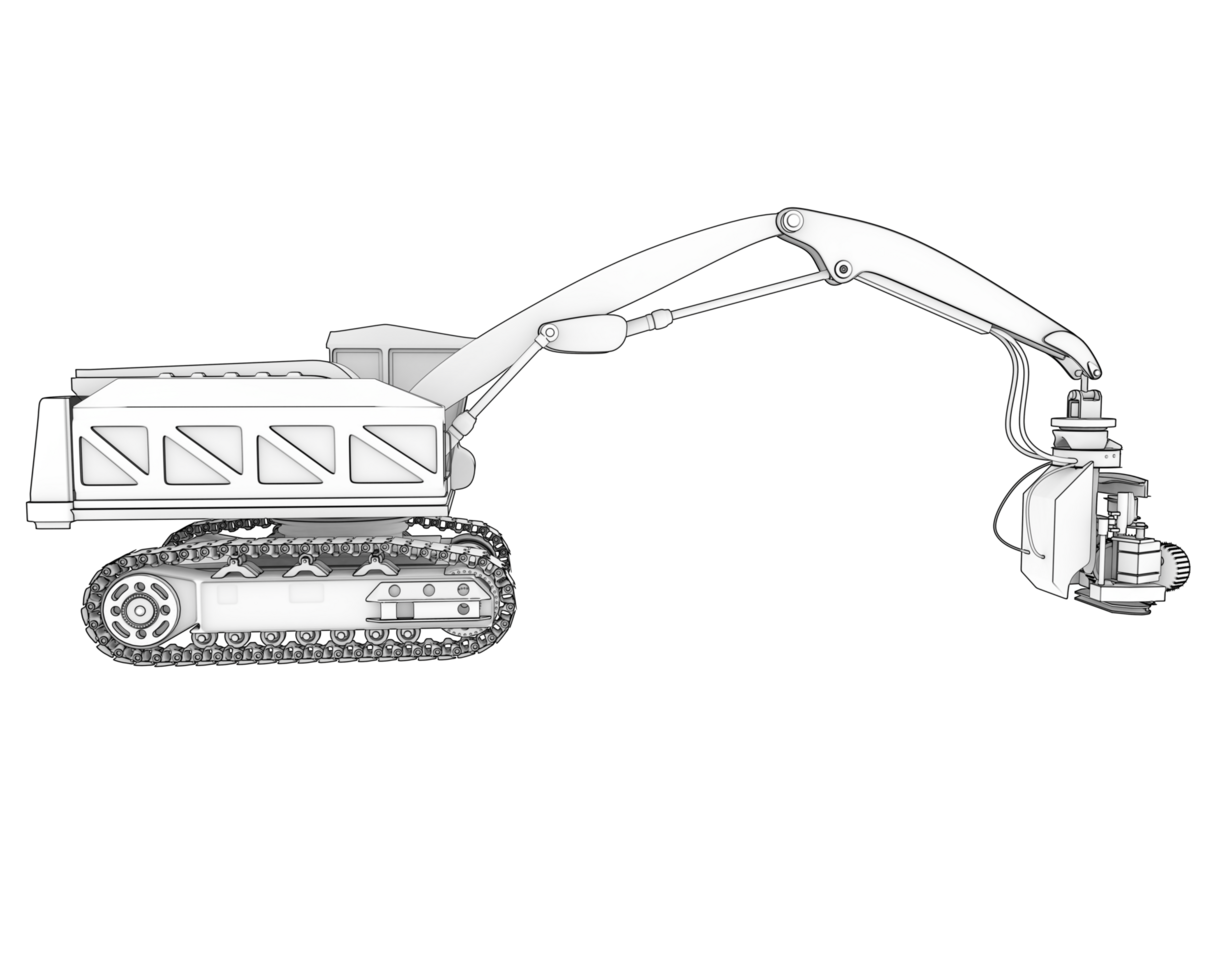 Tree cutting machine isolated on background. 3d rendering - illustration png
