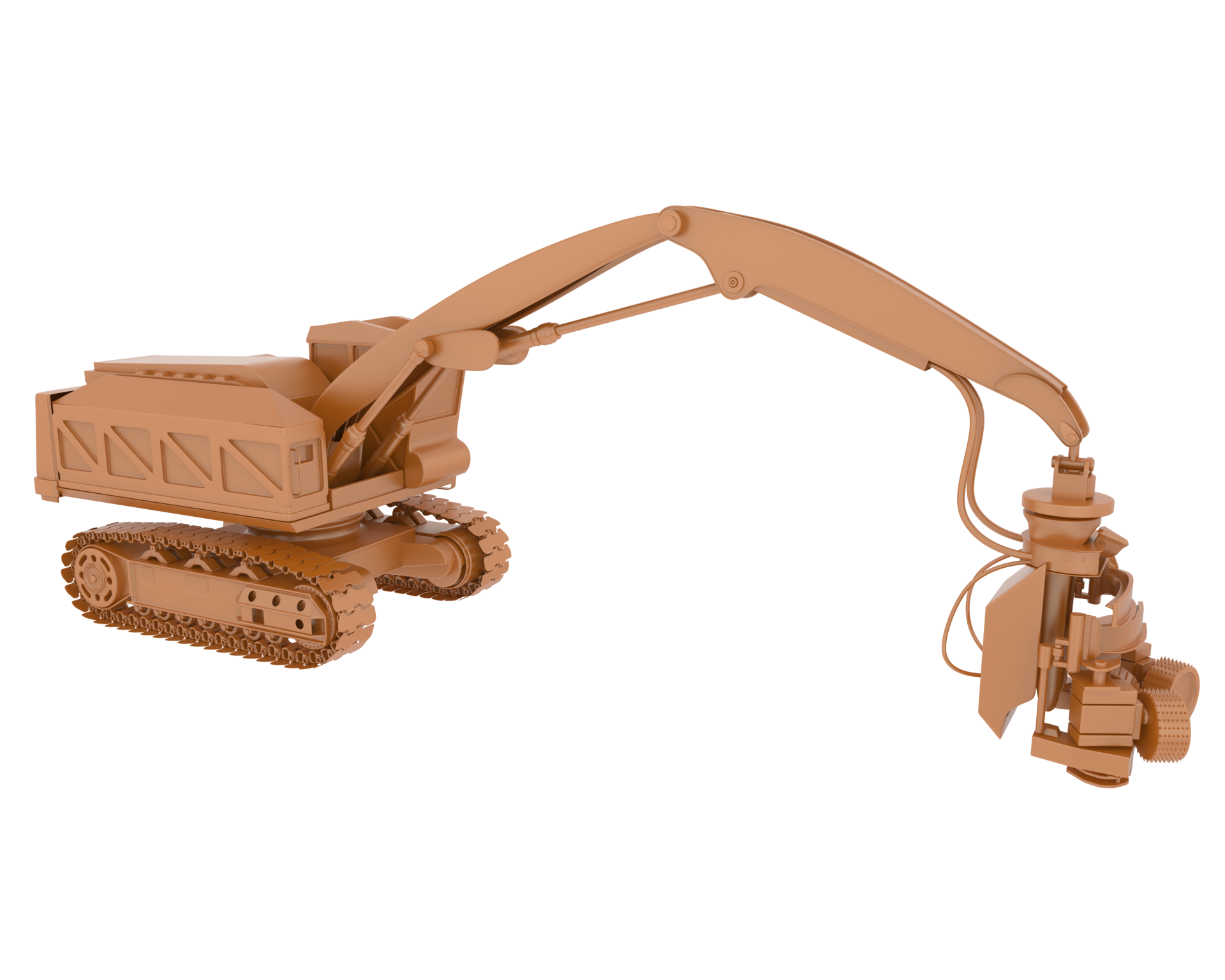 Tree cutting machine isolated on background. 3d rendering
