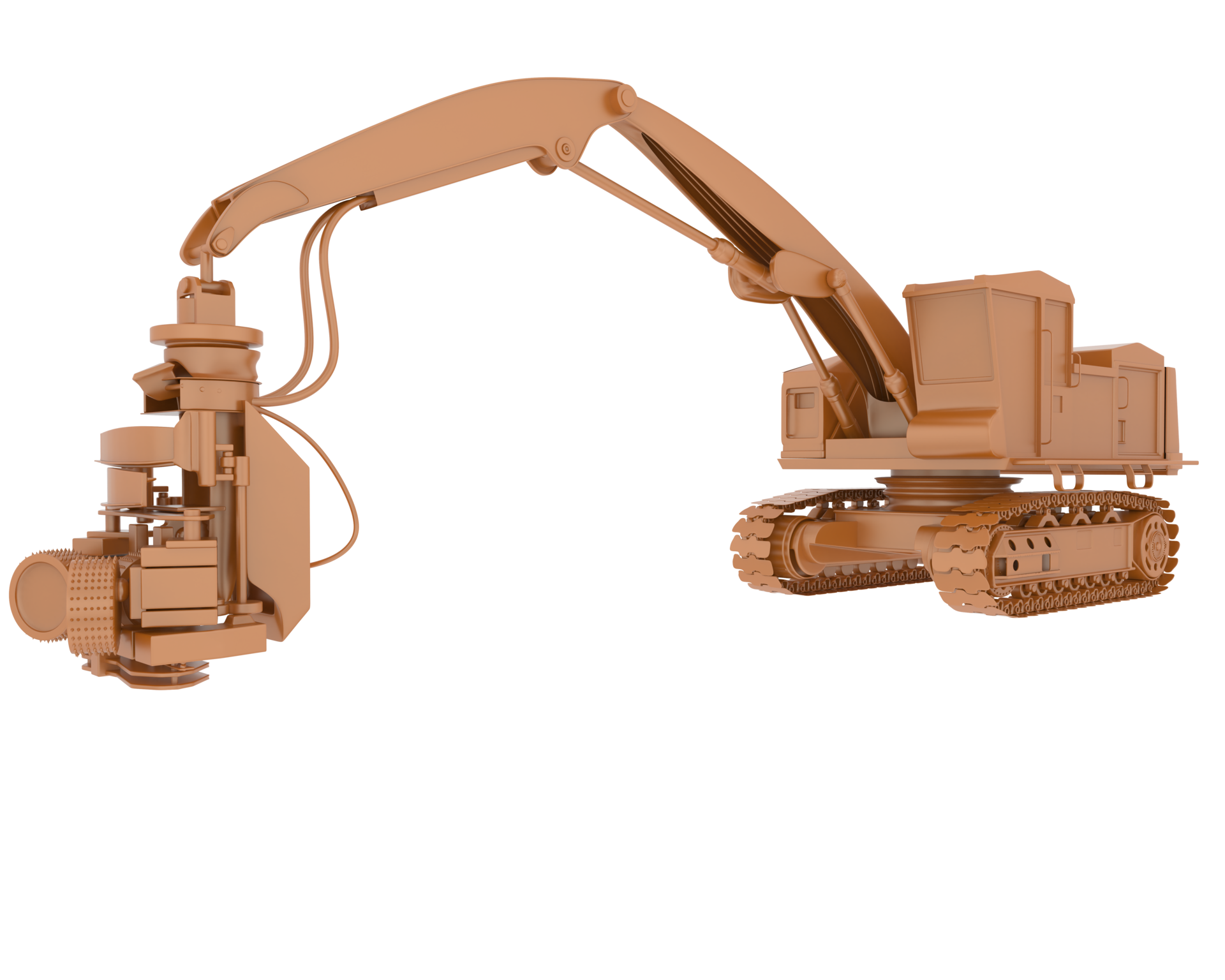 Tree cutting machine isolated on background. 3d rendering
