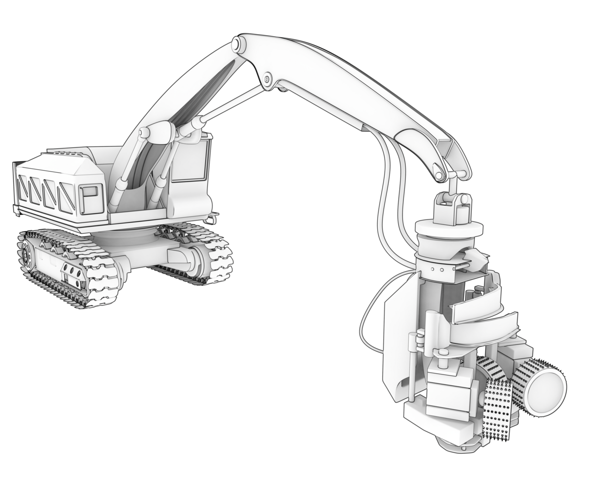 Tree cutting machine isolated on background. 3d rendering