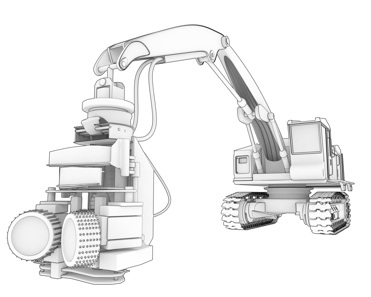 Tree cutting machine isolated on background. 3d rendering - illustration png