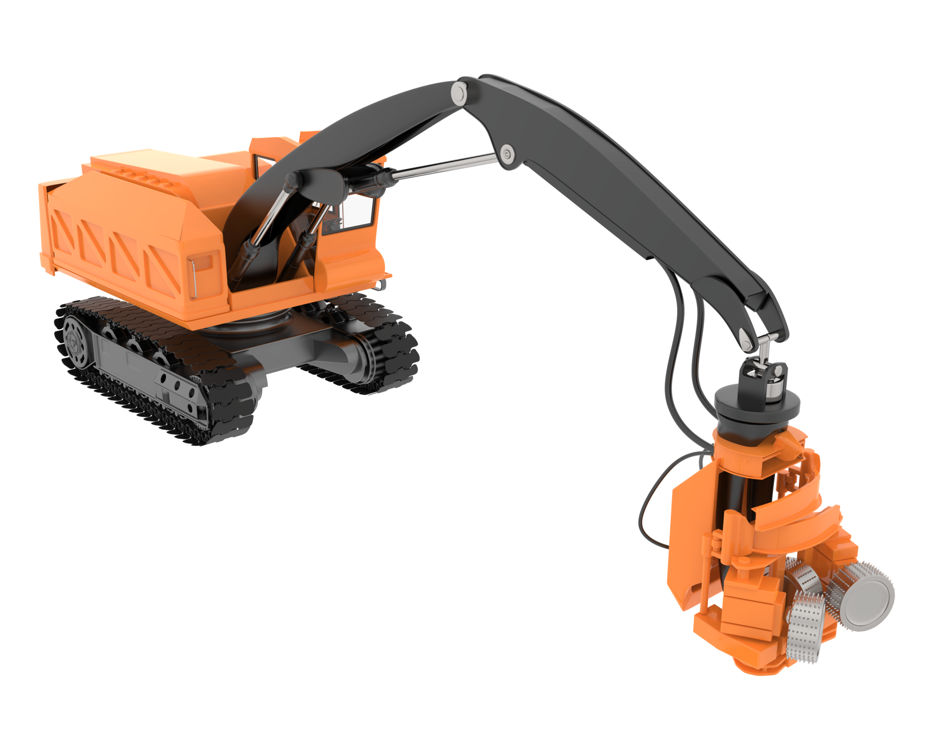 Tree cutting machine isolated on background. 3d rendering