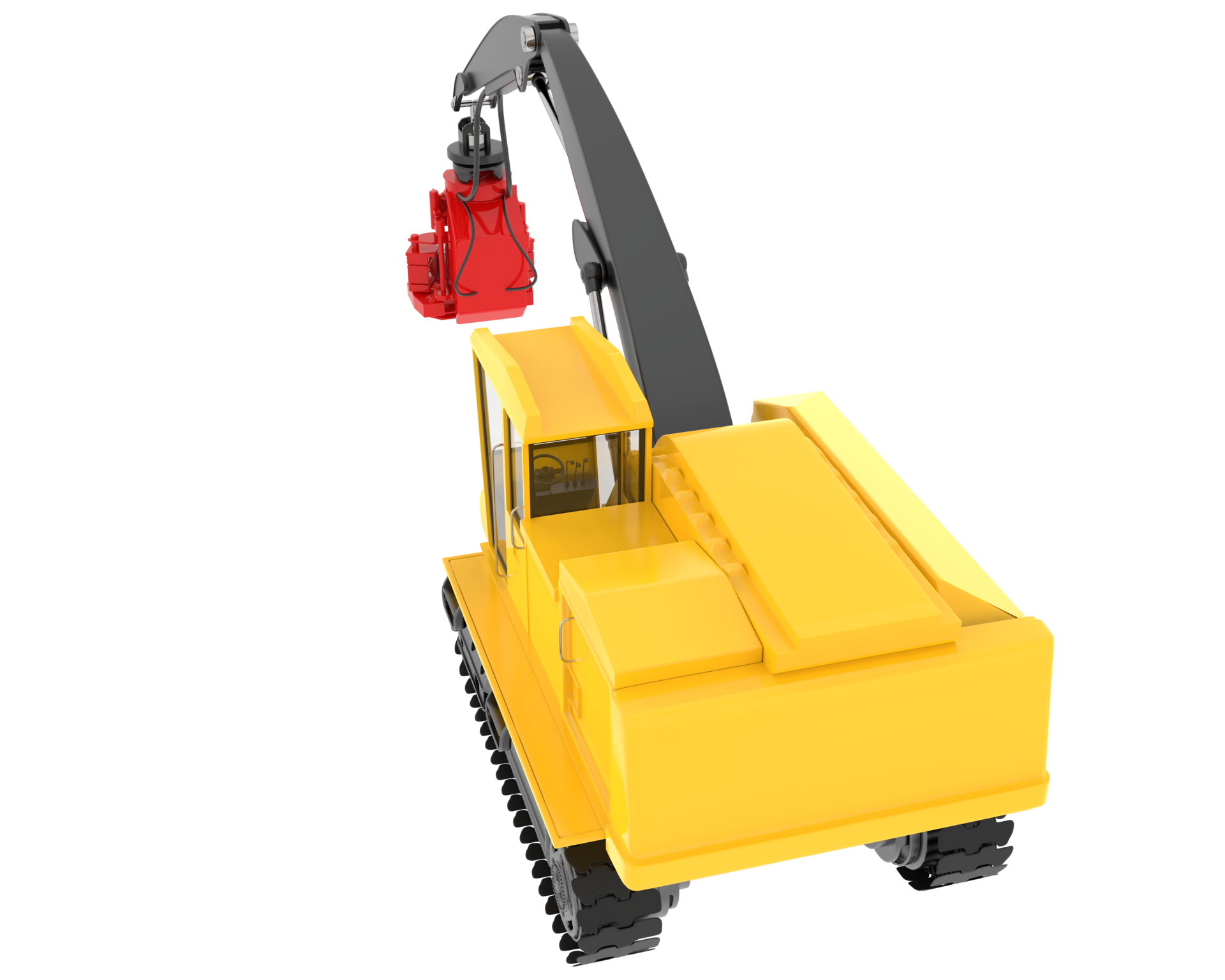 Tree cutting machine isolated on background. 3d rendering