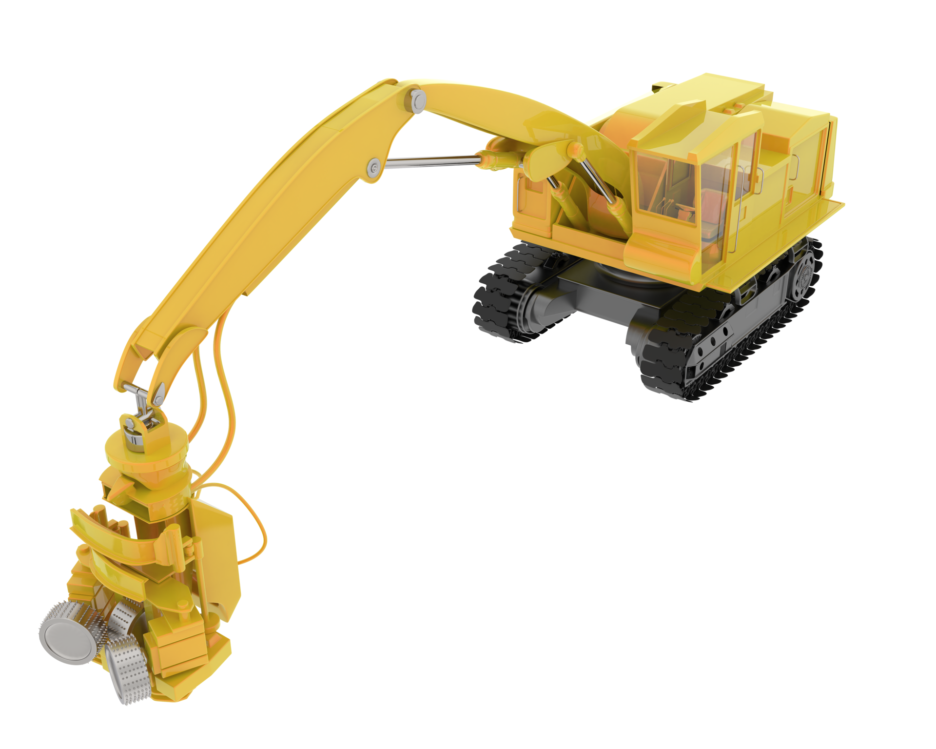 Tree cutting machine isolated on background. 3d rendering