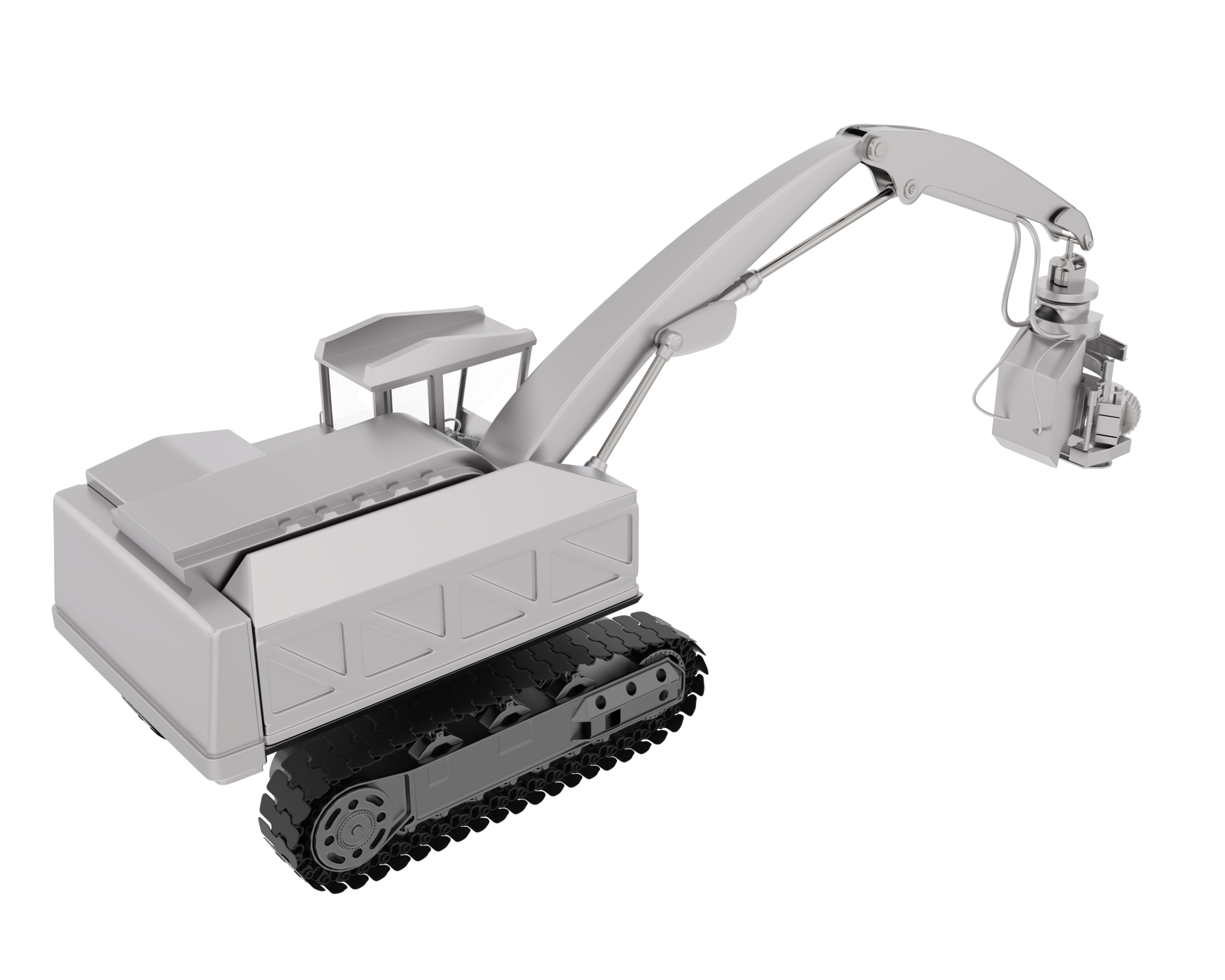Tree cutting machine isolated on background. 3d rendering